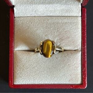 New Elegant Gold Tiger's Eye Ring